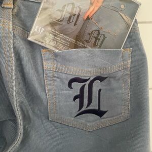 Women's Gap Light Blue Low Rise corduroy flare Long Madonna Missy Elliott